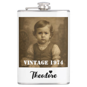 Cantil Foto Infantil Personalizada, Nome & Ano Vintage 