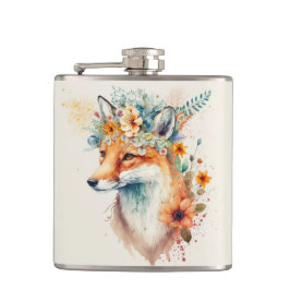 Cantil Fox Flower Crown Watercolor                       