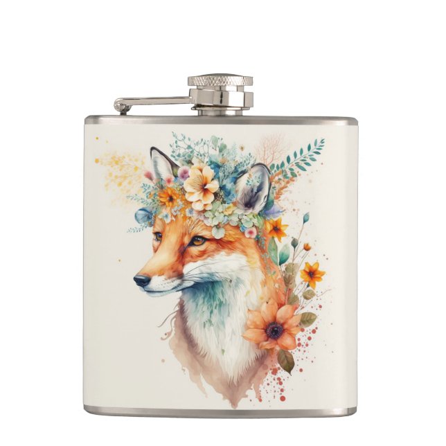Cantil Fox Flower Crown Watercolor                        (Frente)