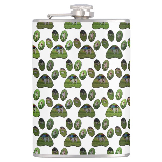 Cantil Fox Terrier Paw Prints, Hip Flask (Frente)