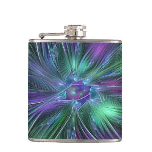 Cantil Fractal Abstrato de Arte Verde Roxo