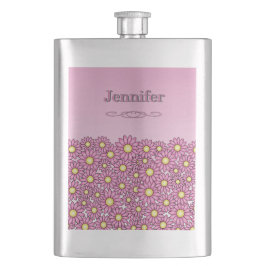 Cantil Frasco Clássico de Aço Inoxidable com Flor Rosa