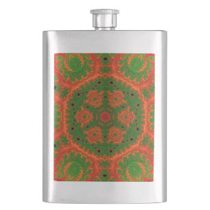 Cantil Frasco Clássico de Caleidoscópio Laranja Verde