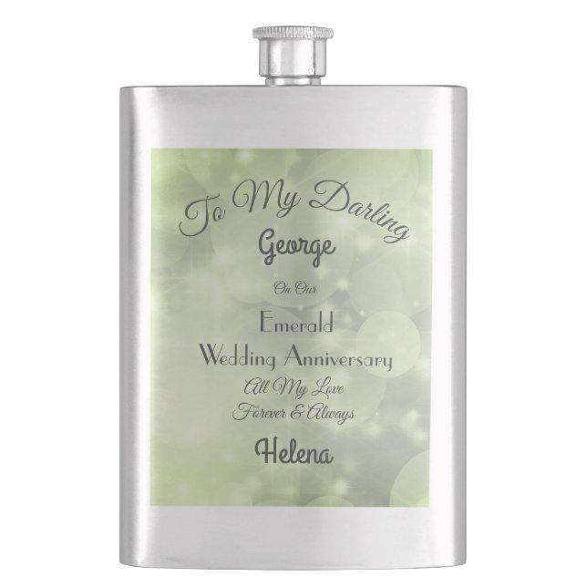 Cantil Frasco Clássico de Casamento Emerald Personalizado (Frente)