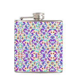 Cantil Frasco colorido com flores intricadas e geométrica