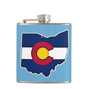 Cantil Frasco contorno de Ohio com bandeira do Colorado