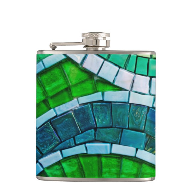 Cantil Frasco de Aço Inox com Mosaico de Azulejo de Vidro (Frente)