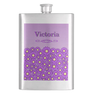 Cantil Frasco de Aço Inoxidable Flor Roxa