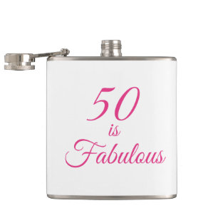 Cantil Frasco de Aniversário de 50 Anos Rosa “50 É Fabulo