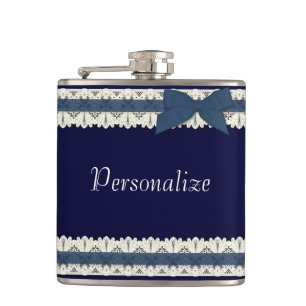 Cantil Frasco de arco de fita azul personalizável