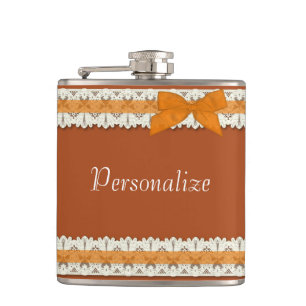 Cantil Frasco de arco de laço laranja personalizável