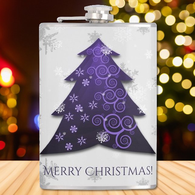 Cantil Frasco de Árvore de Natal Festiva (Purple Festive Christmas Tree Flask)