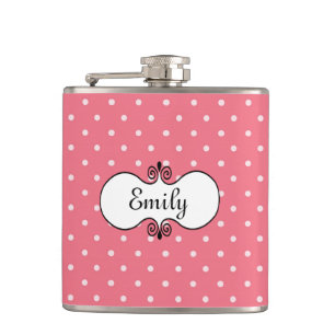 Cantil Frasco de Bolinhas Rosa Coral Personalizado