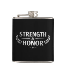 Frasco de Bolso em Aço Inox Preto Strength and Hon