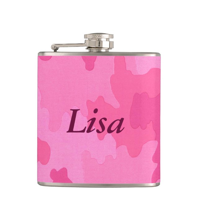 Cantil Frasco de Camuflagem Rosa-Quente Personalizado (Frente)