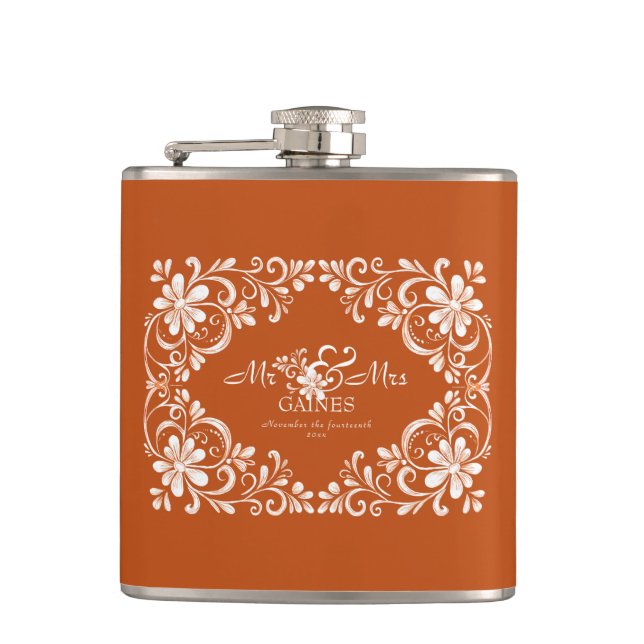 Cantil Frasco de Casamento Romântico Laranja Queimada Sr  (Frente)
