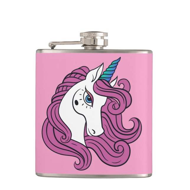 Cantil Frasco de cor e nome personalizado do Unicorn (Frente)