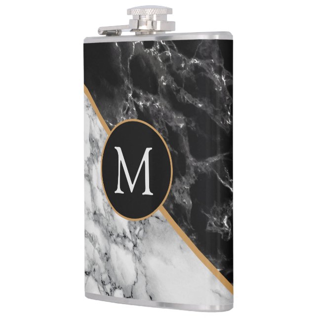 Cantil Frasco de mármore branco e preto personalizado com (Esquerda)