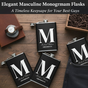 Cantil Frasco de Monograma Elegante - Garrafa Personaliza