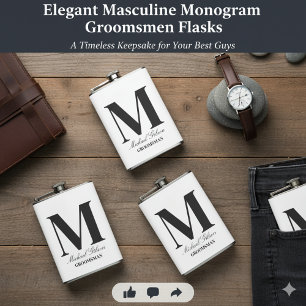 Cantil Frasco de Monograma Elegante - Garrafa Personaliza
