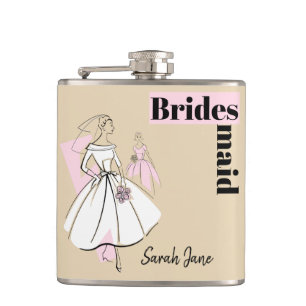 Cantil Frasco de Nome de Bridesmaid Neutro de Noiva de Mo