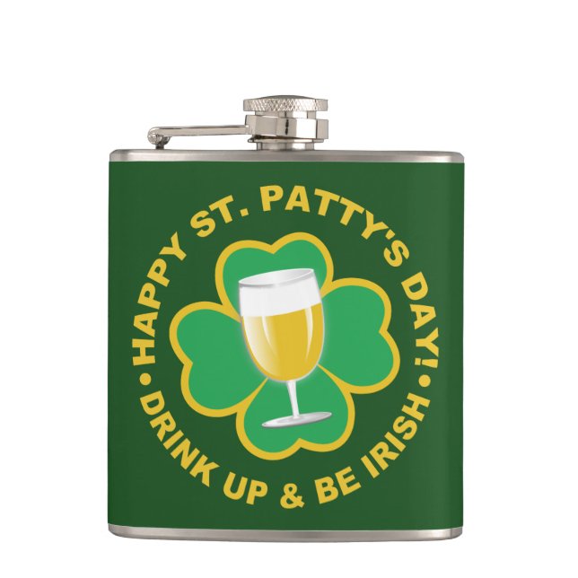 Cantil Frasco de nome personalizado do dia de Patrick (Frente)