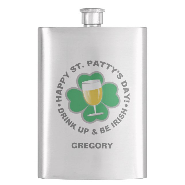 Cantil Frasco de nome personalizado do dia de Patrick (Frente)