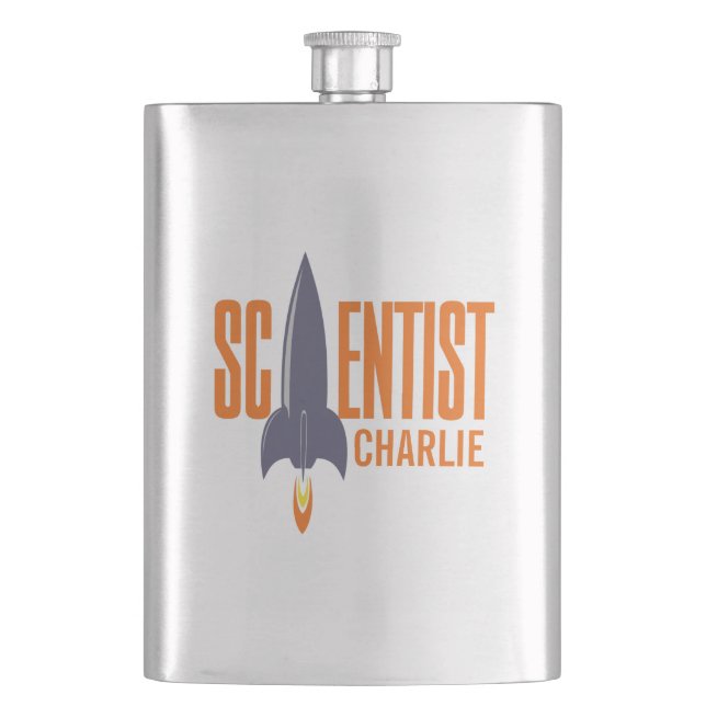Cantil Frasco de nome personalizado do Rocket Scientist (Frente)