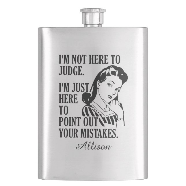 Cantil Frasco de nome personalizado engraçado "Não Aqui p (Frente)