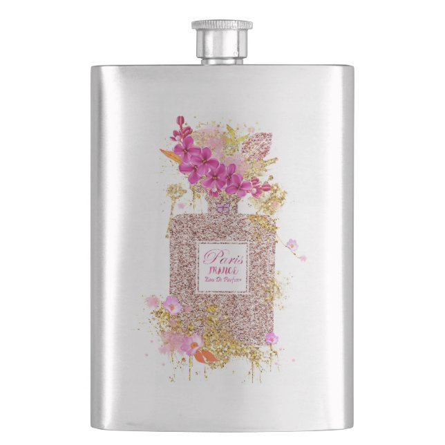 Cantil Frasco de Perfume Rosa Elegante de Luxo (Frente)
