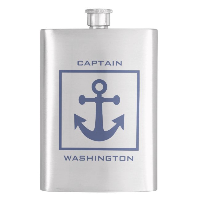 Cantil Frasco de texto personalizado de Âncora náutica (Frente)