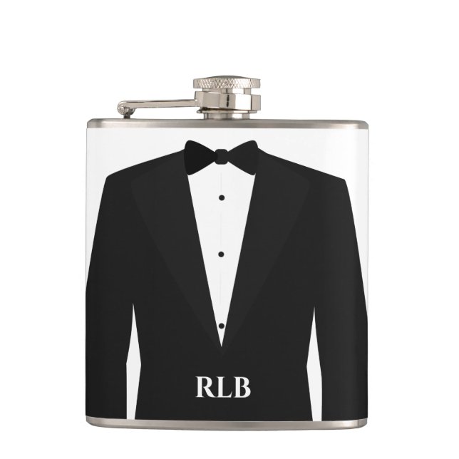 Cantil Frasco de vidro violado com vinilo, Tuxedo, monogr (Frente)