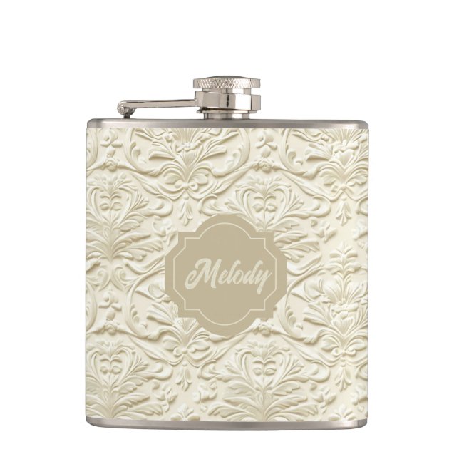 Cantil Frasco de Vinilo Floral Embalado De Ivory (Frente)