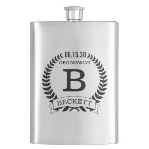 Cantil Frasco do Nome Inicial do padrinho de casamento