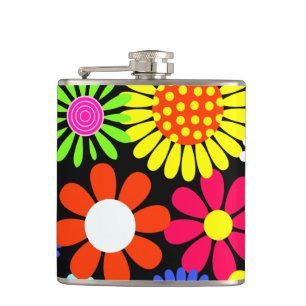 Cantil Frasco do poder floral hippie da primavera retrô