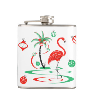 Cantil Frasco Flamingo Baubles de Natal vermelho pequeno