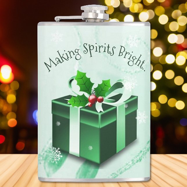 Cantil Frasco para presentes de Natal Verde (Green Christmas Gift Flask)
