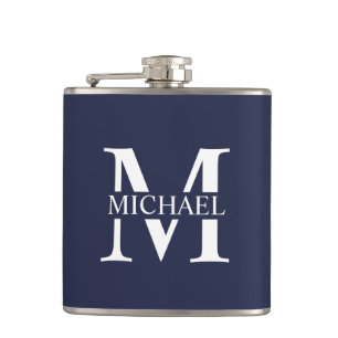 Cantil Frasco Personalizado Azul Marinho com Monograma e