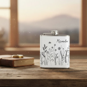 Cantil Frasco Personalizado com Doodle de Plantas Selvage