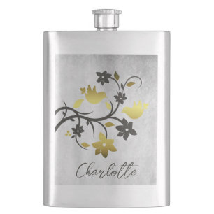 Cantil Frasco Personalizado de Aves Douradas