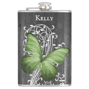 Cantil Frasco Personalizado de Borboleta Russa Verde