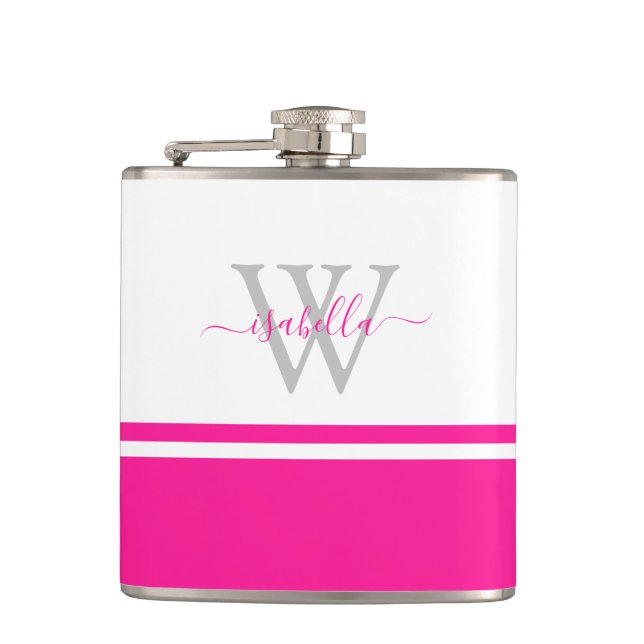 Cantil Frasco Rosa com Letra Inicial Personalizada (Frente)