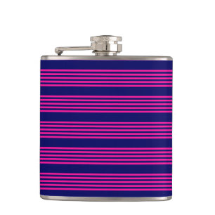 Cantil Fuchsia e padrão de cinco faixas azul marinho