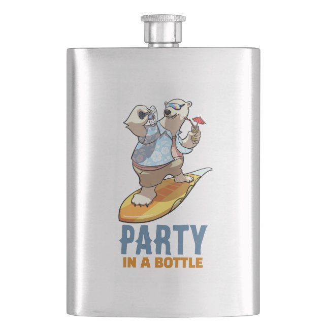 Cantil Funny Polar Bear Party In A Bottle Surfer Cartoon (Frente)