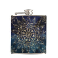 Galáxia Azul Elegante Dourada Mandala