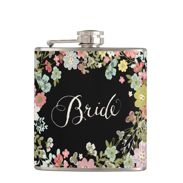Cantil Garden Floral Noz Tipografia Álcool Flask (Frente)