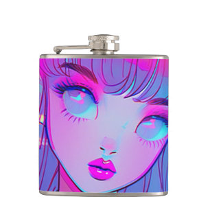 Cantil Garrafa da Garota Anime Neon Fofa