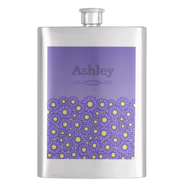 Cantil Garrafa de Aço Inoxidável Flor Azul (Frente)