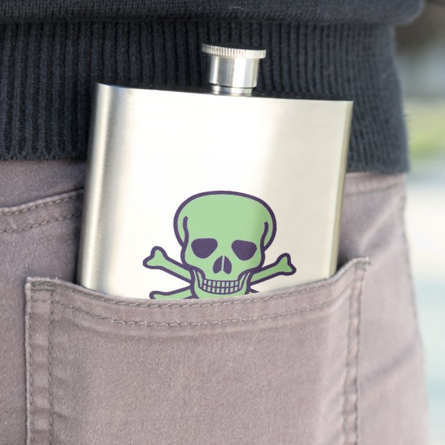 Cantil Garrafa de aço inoxidável Green Skull (In loco)