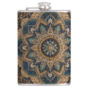 Cantil Garrafa de Água Elegante Azul e Dourado com Padrão